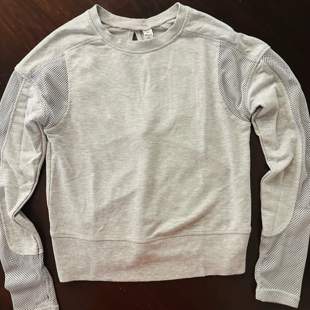 Girl’s Fitness Gray Mesh Sweater